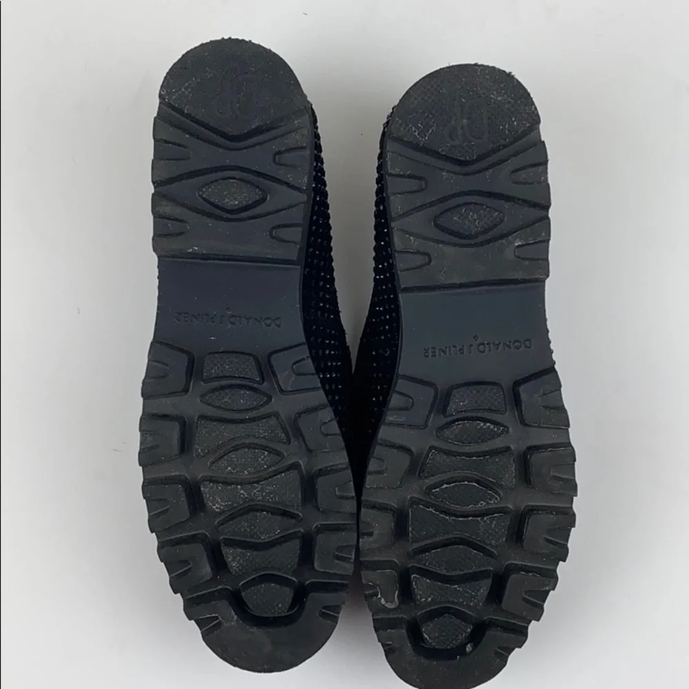 Donald J Pliner Rio Loafers Crystal Embellished Chunky Suede Shoes Black SIze 6 - Picture 8 of 8